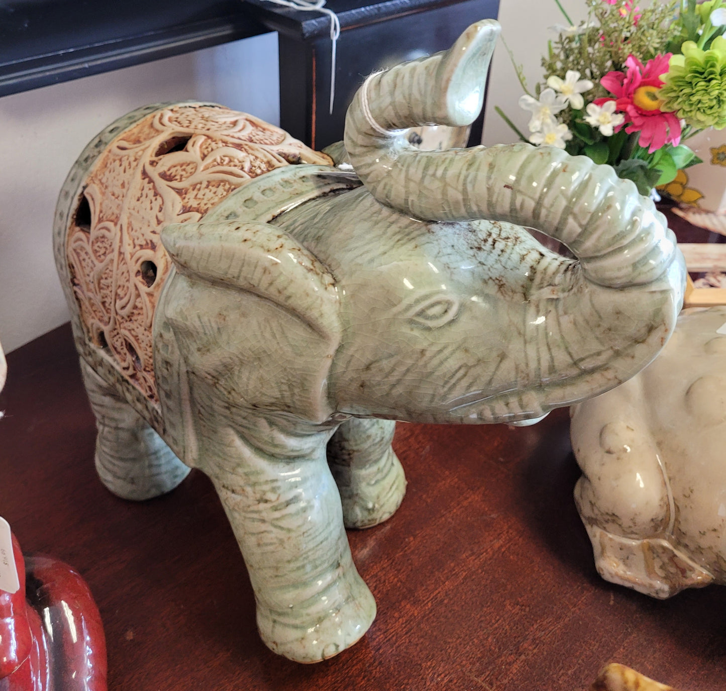 Porcelain green elephant
