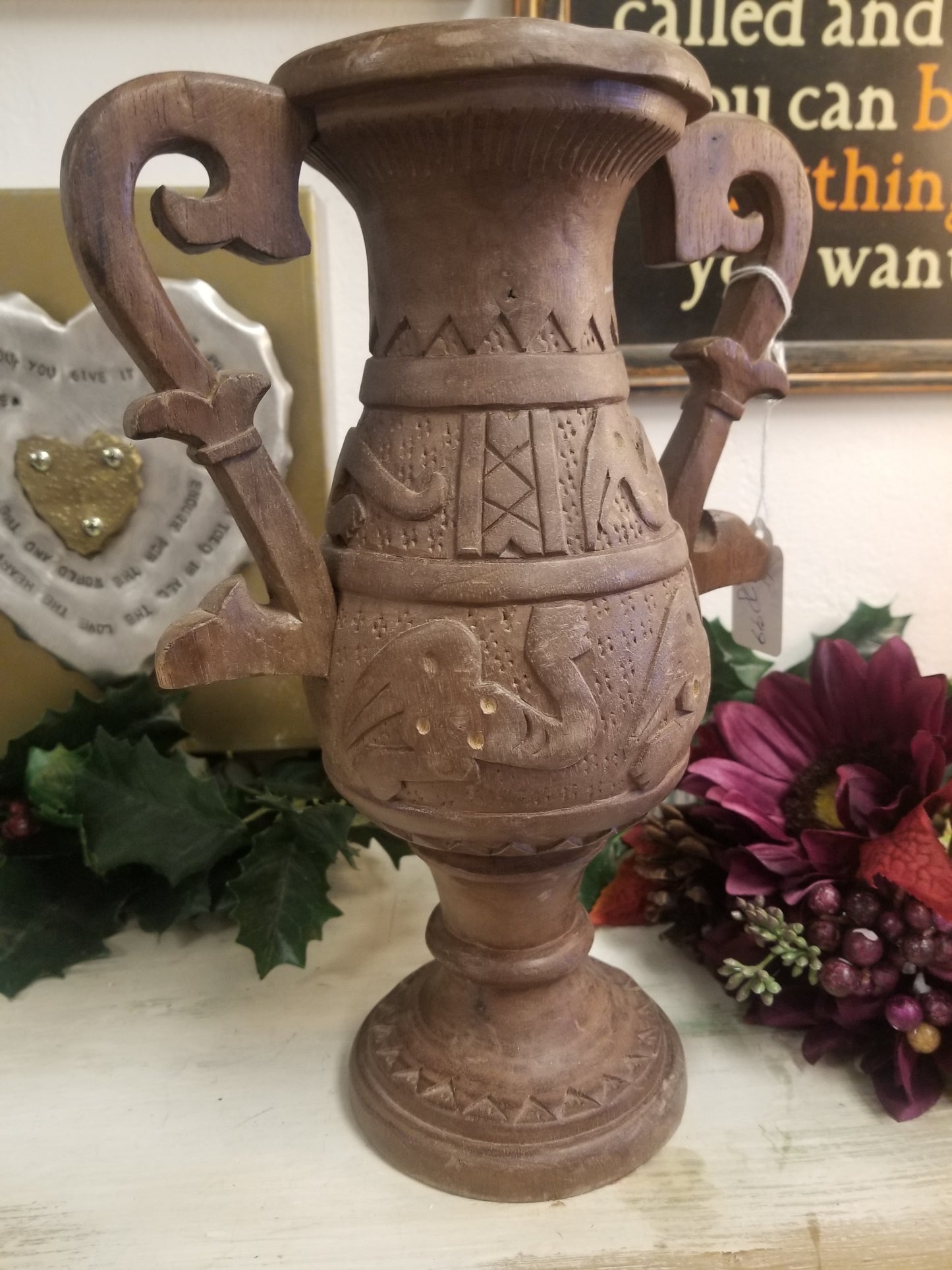 Carved wood vessel