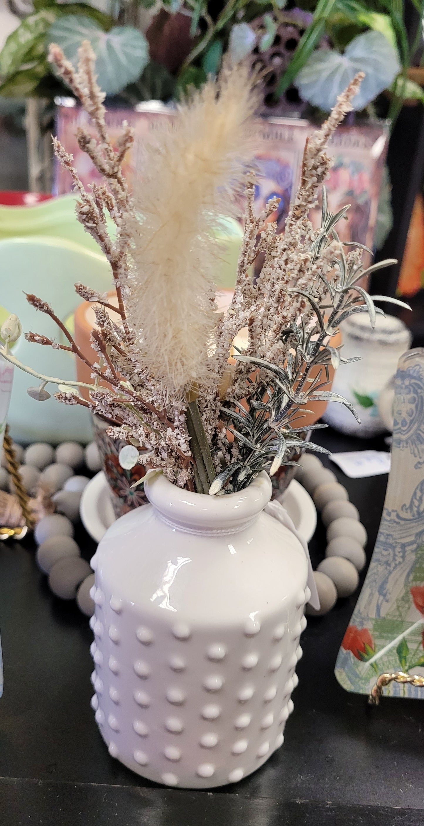 Milky vase with floral