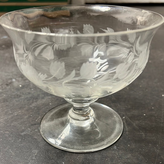 Etched Glass Candy Dish