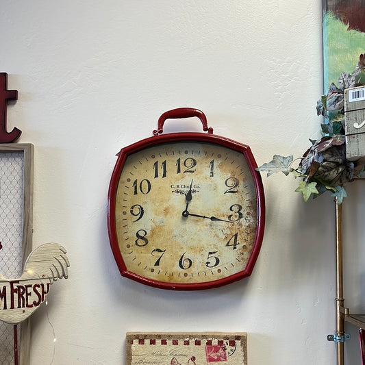 Red Metal Wall Clock