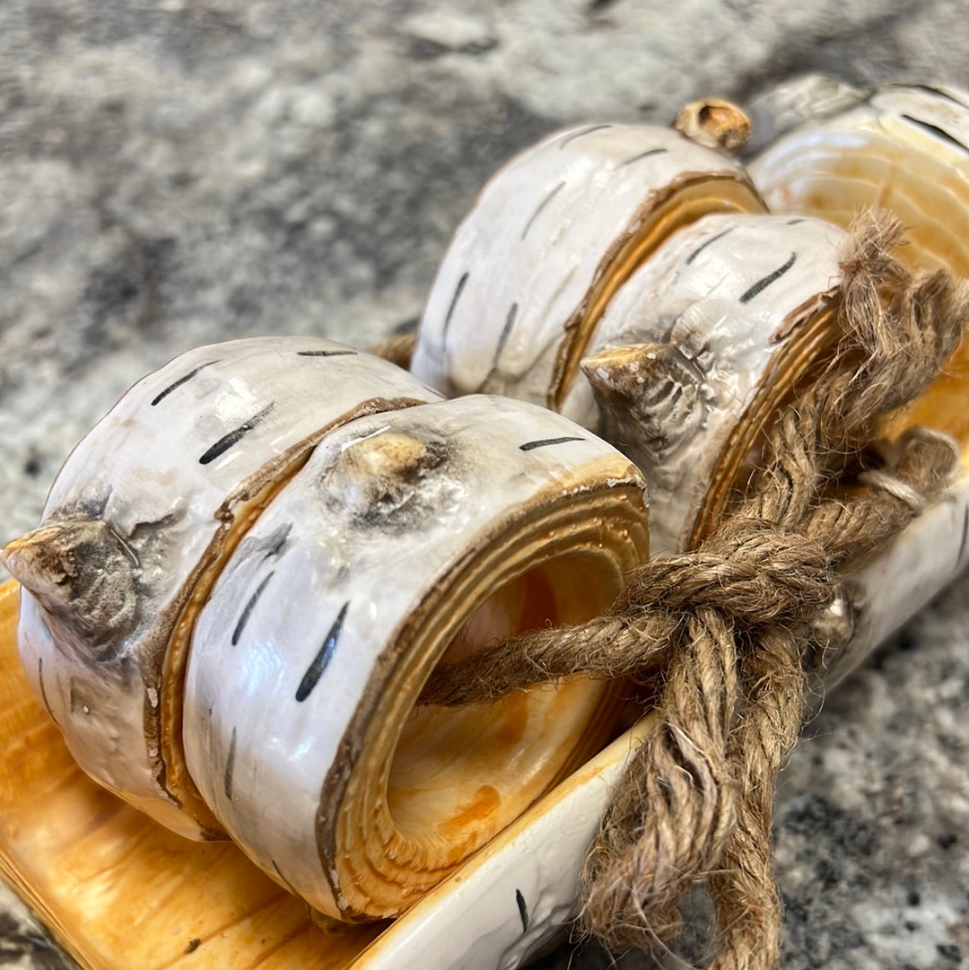 Rustic Napkin Rings+Holder