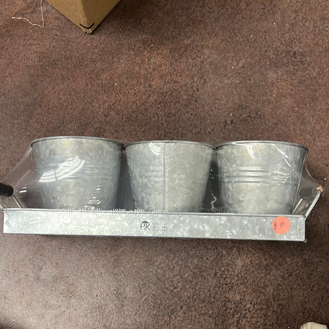 Tin Buckets + Tray