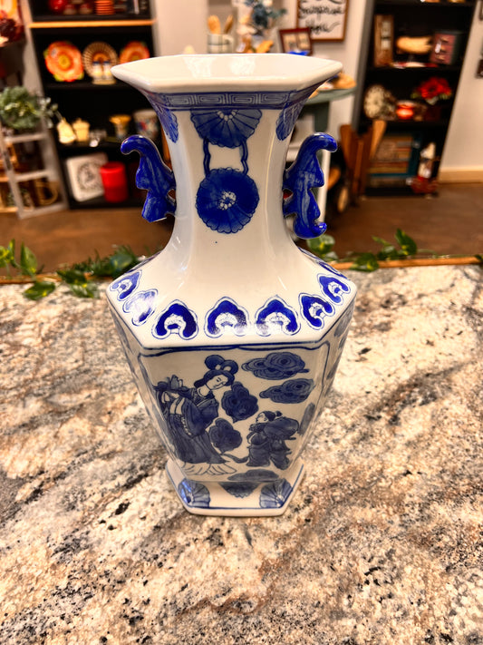 Asian Blue+White Vase