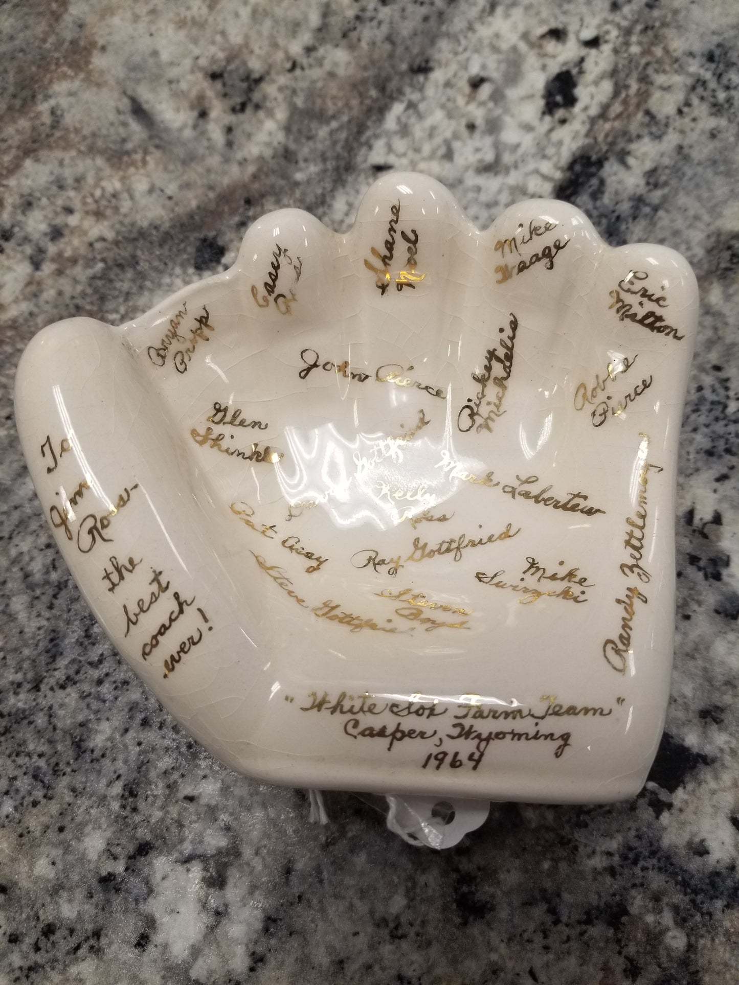 Signed white Sox glass glove