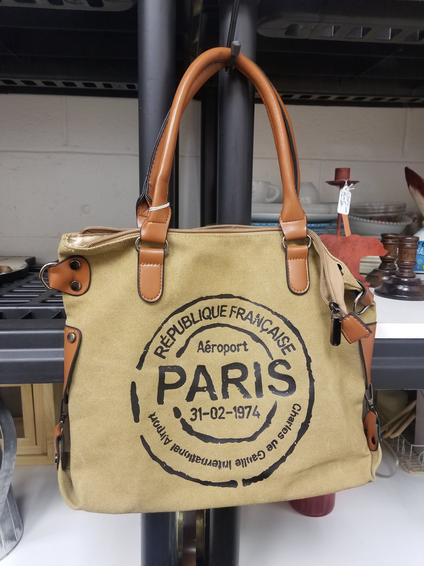 Paris burlap purse
